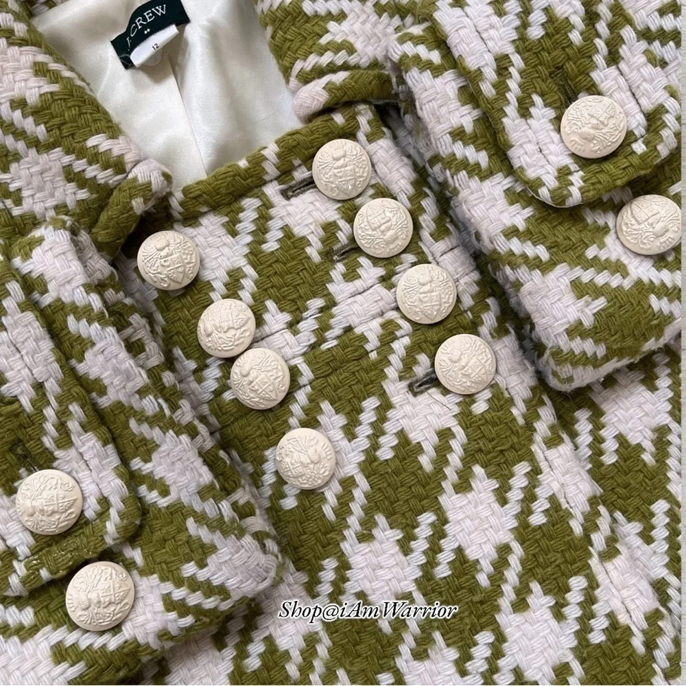 J.Crew rare vintage apple green houndstooth peacoat *shop@iamwarrior - Picture 4 of 10